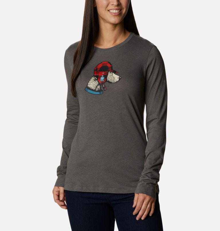 Women's Hidden Haven Long Sleeve T-Shirt, Color: Charcoal Heather, Dog, image 1