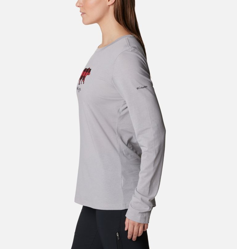Thumbnail: Hidden Haven Long Sleeve T-Shirt für Frauen, Color: Columbia Grey Heather, Bearly Plaid, image 3