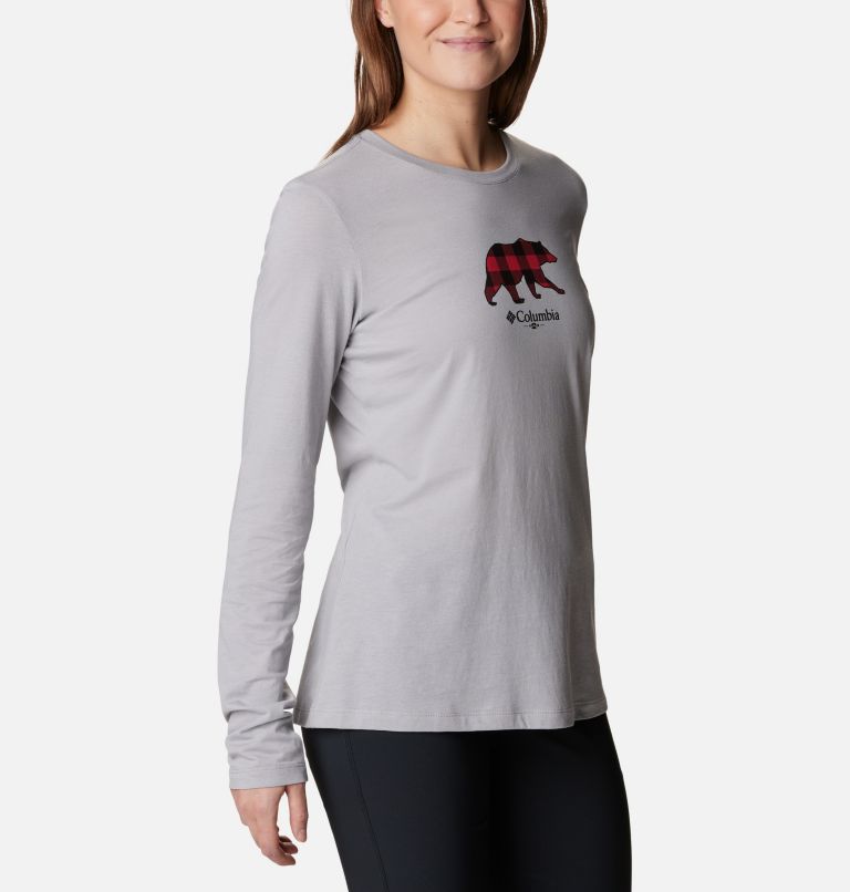 Thumbnail: Hidden Haven Long Sleeve T-Shirt für Frauen, Color: Columbia Grey Heather, Bearly Plaid, image 5