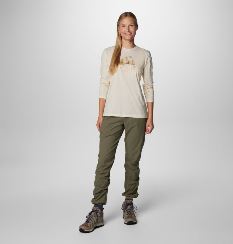 Women's Hidden Haven Long Sleeve T-Shirt, Color: Chalk, Treehome Omblur, image 3