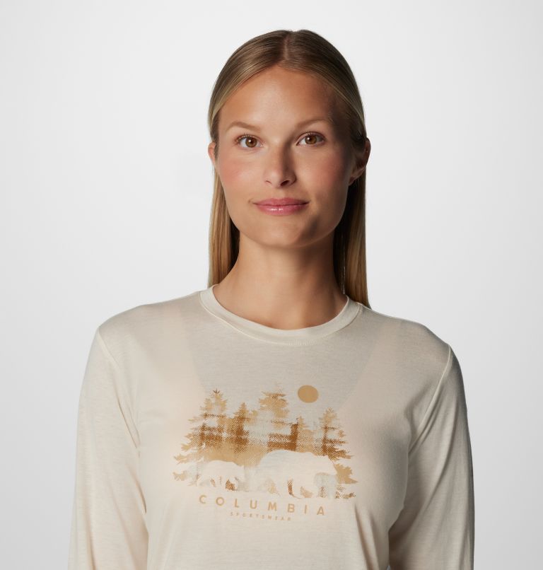 Women's Hidden Haven Long Sleeve T-Shirt, Color: Chalk, Treehome Omblur, image 5
