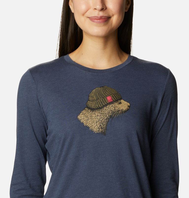 Thumbnail: Women's Hidden Haven Long Sleeve T-Shirt, Color: Nocturnal Heather, Otter, image 4