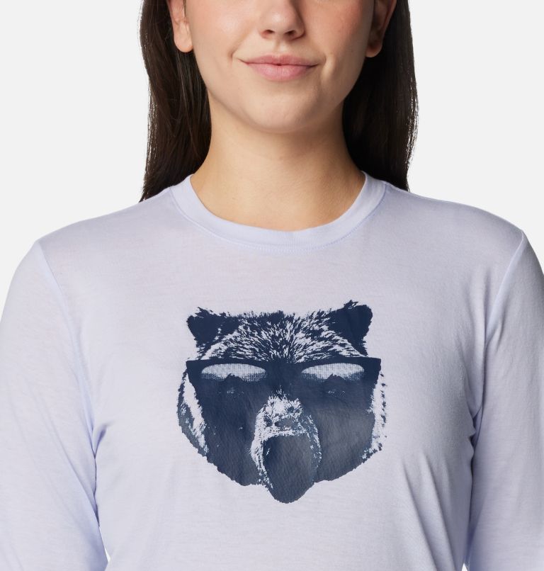 Women's Hidden Haven Long Sleeve T-Shirt, Color: Snowdrift, Bearly Shades, image 4