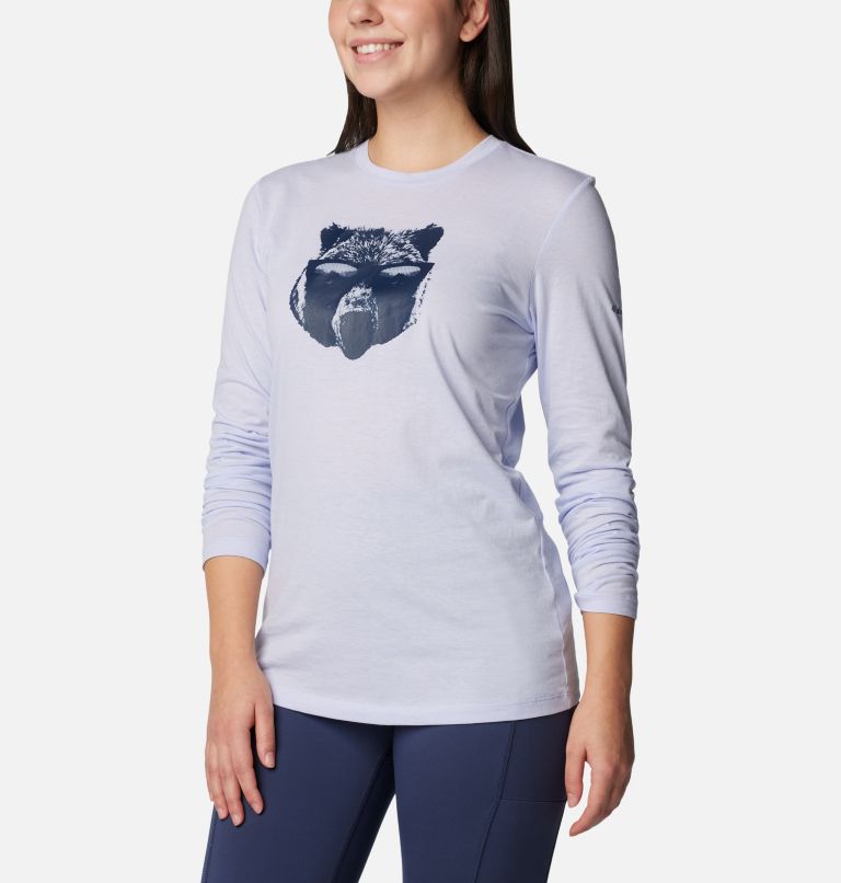 Women's Hidden Haven Long Sleeve T-Shirt, Color: Snowdrift, Bearly Shades, image 5