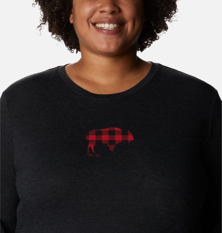 T-shirt à manches longues Hidden Haven pour femme - Grandes tailles, Color: Black Heather, Range Roam Print, image 4