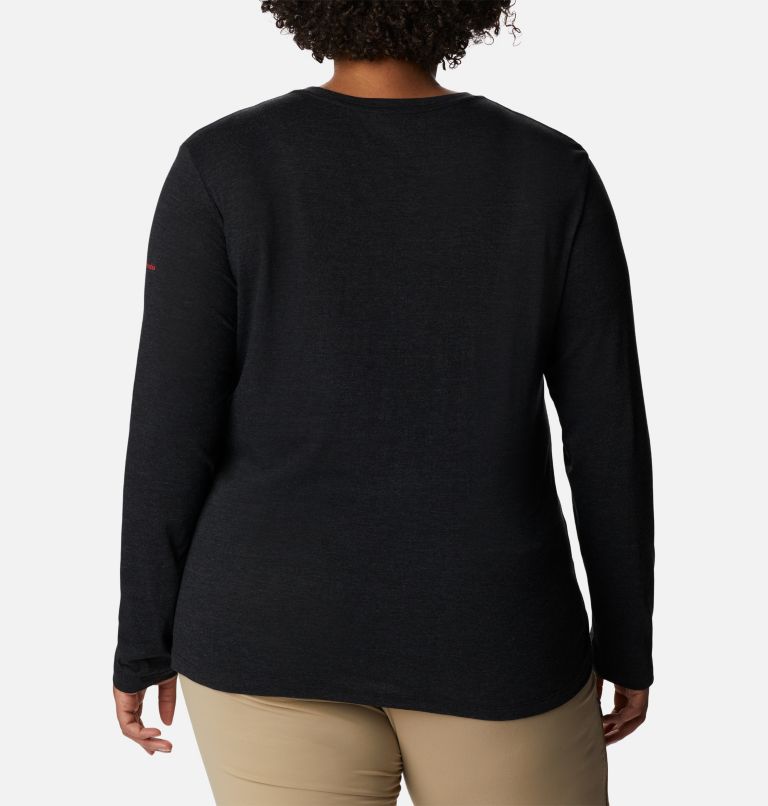 Thumbnail: T-shirt à manches longues Hidden Haven pour femme - Grandes tailles, Color: Black Heather, Range Roam Print, image 2