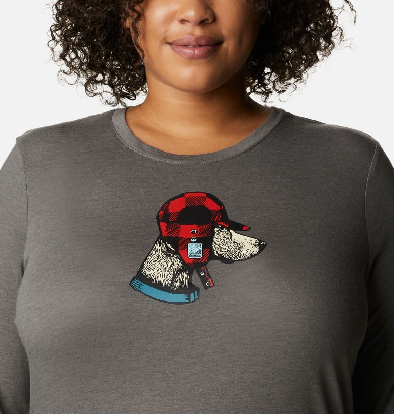 T-shirt à manches longues Hidden Haven pour femme - Grandes tailles, Color: Charcoal Heather, Dog, image 4