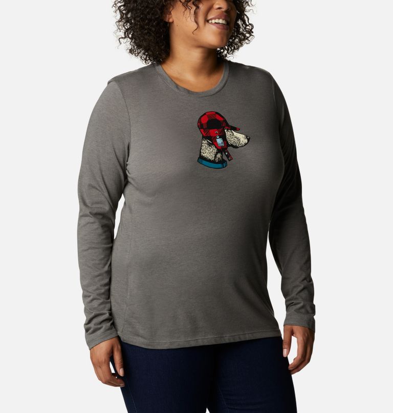 T-shirt à manches longues Hidden Haven pour femme - Grandes tailles, Color: Charcoal Heather, Dog, image 5
