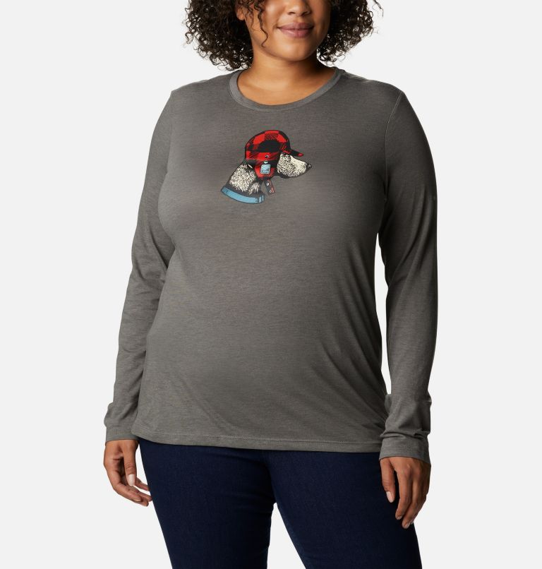 T-shirt à manches longues Hidden Haven pour femme - Grandes tailles, Color: Charcoal Heather, Dog, image 1
