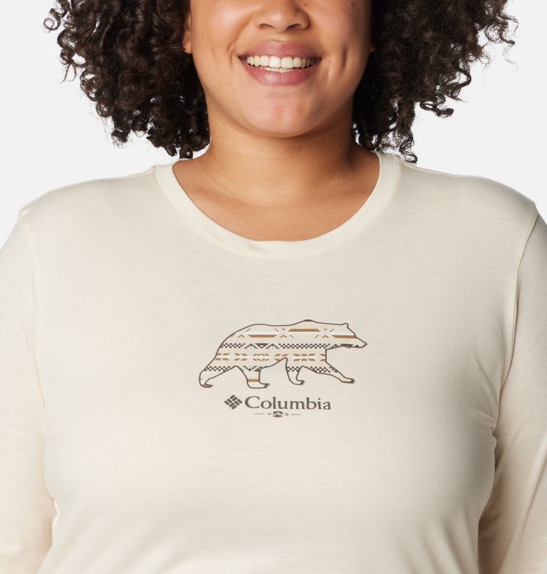 Women's Hidden Haven Long Sleeve T-Shirt - Plus Size, Color: Chalk, Bearly Checkered, image 4