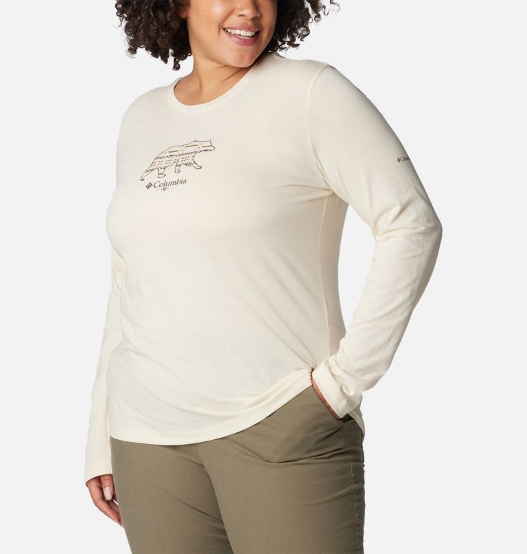 Women's Hidden Haven Long Sleeve T-Shirt - Plus Size, Color: Chalk, Bearly Checkered, image 5