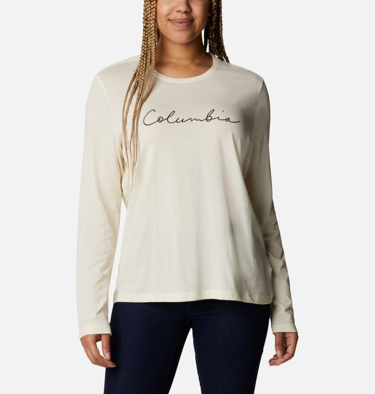T-shirt décontracté à manches longues Columbia Trek pour femme, Color: Chalk, CSC Script