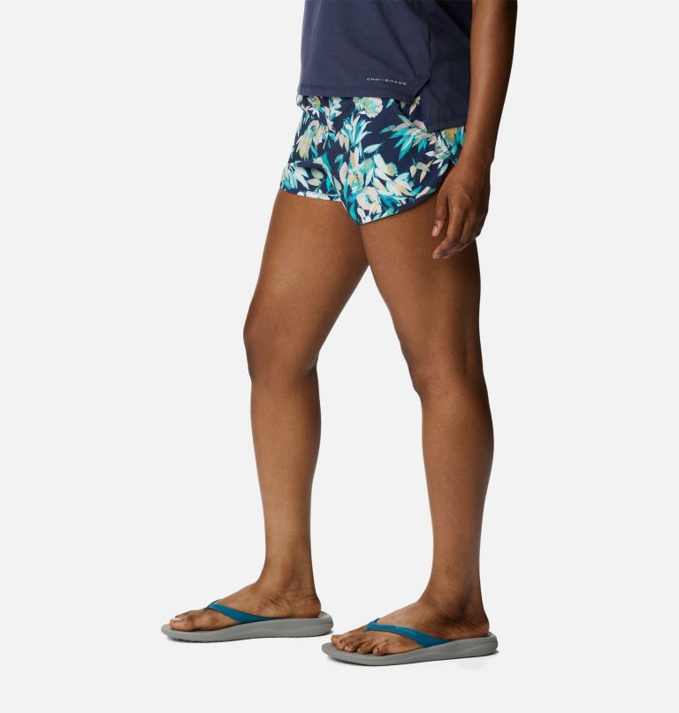 Women's Bogata Bay Stretch Printed Shorts, Color: Bright Aqua, Wisterian, image 3
