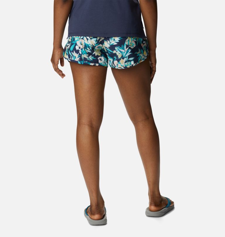 Thumbnail: Women's Bogata Bay Stretch Printed Shorts, Color: Bright Aqua, Wisterian, image 2