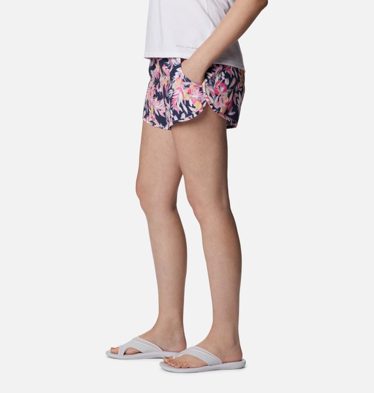 Shorts elásticos y estampados Bogata Bay para mujer, Color: Wild Geranium, Wisterian, image 3