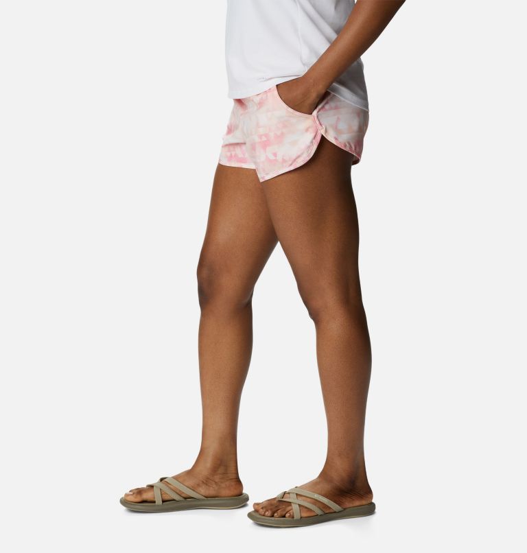 Women's Bogata Bay Stretch Printed Shorts, Color: Peach Blossom, Distant Peaks, image 3