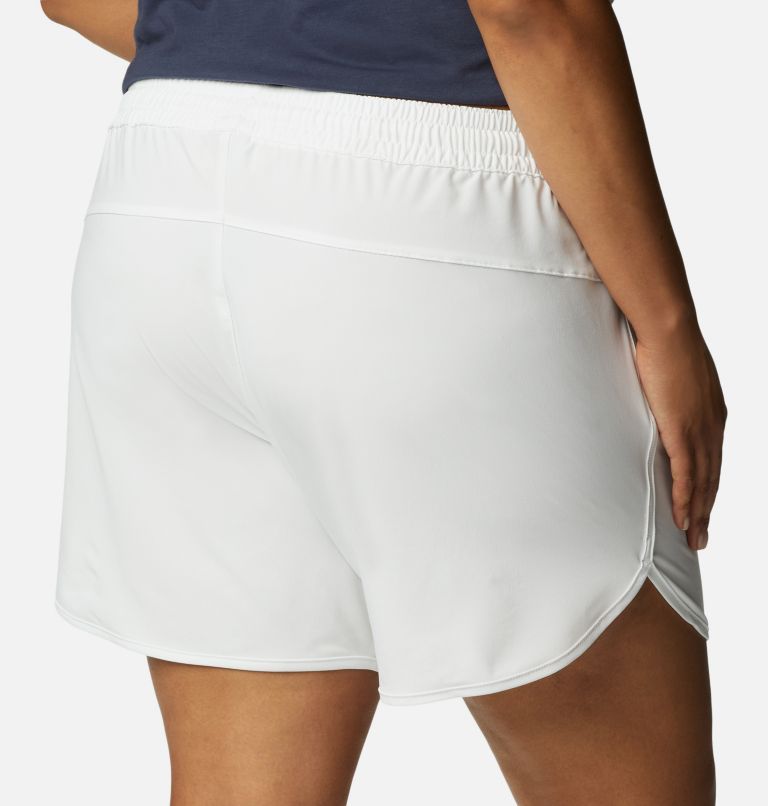 Thumbnail: Women's Bogata Bay Stretch Printed Shorts - Plus Size, Color: White, Established Waves, image 5