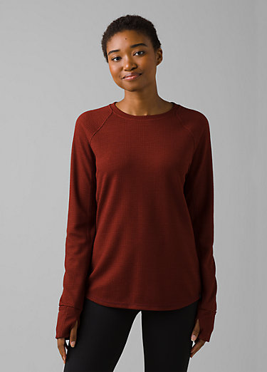 prAna Prana Women’s Small Burnt Red Long Sleeve Hooded Pullover Lightweight Shirt 