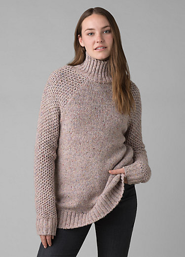 prAna Prana Mattea Mock Neck Fleece Pullover Sweater Gray Wool Blend Womens Small S 