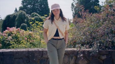 Two stylish younger women exploring Portland's Washington Park.