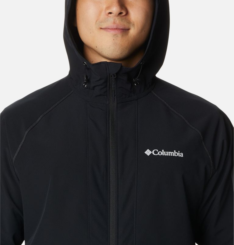 Thumbnail: Men's Tall Heights Hooded Softshell Jacket, Color: Black, image 4