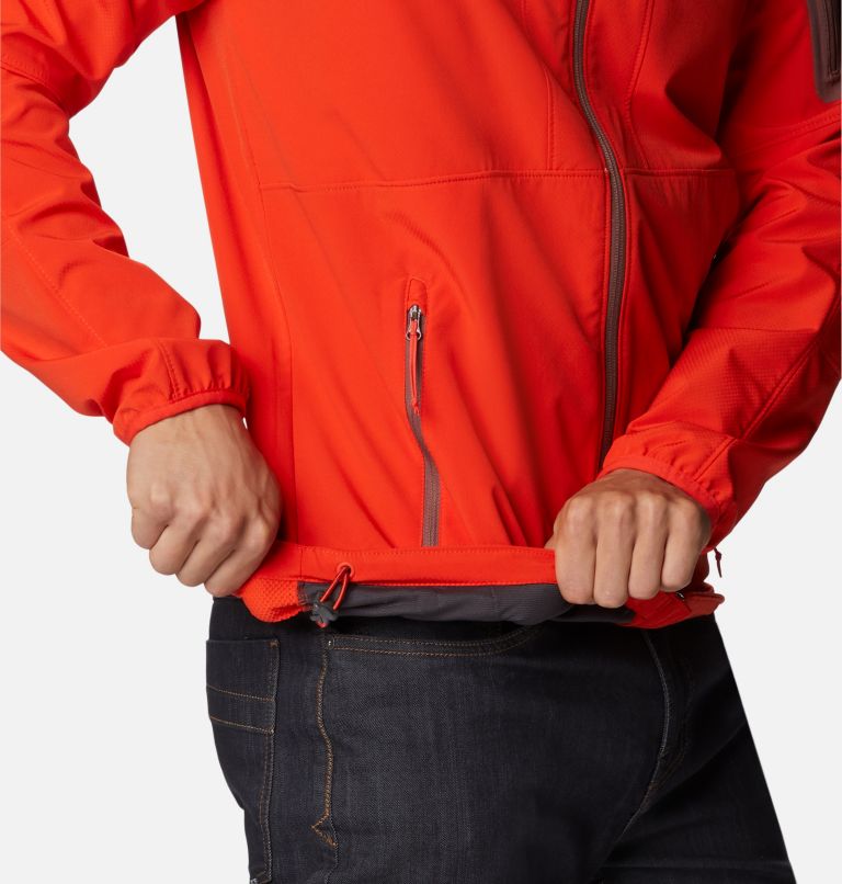 Thumbnail: Men's Tall Heights Hooded Softshell Jacket, Color: Spicy, image 6