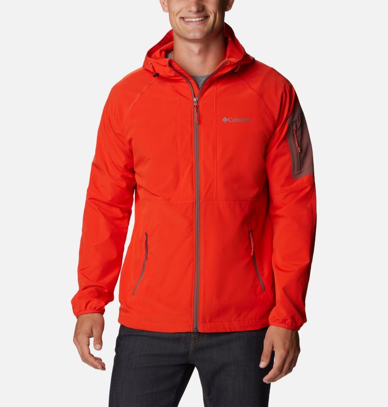 Thumbnail: Men's Tall Heights Hooded Softshell Jacket, Color: Spicy, image 1