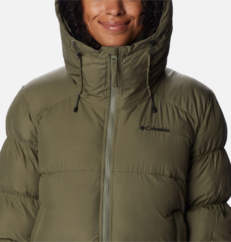 Women's Pike Lake Insulated Hooded Long Puffer Jacket, Color: Stone Green, Olive Green, image 4