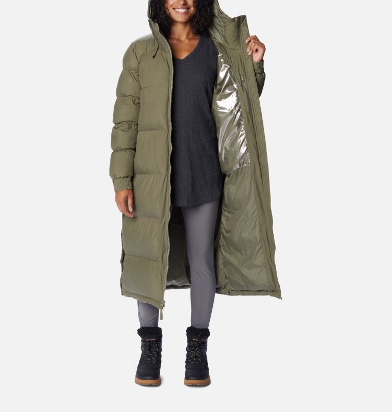 Women's Pike Lake Insulated Hooded Long Puffer Jacket, Color: Stone Green, Olive Green, image 5