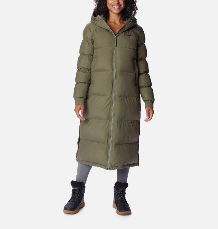 Women's Pike Lake Insulated Hooded Long Puffer Jacket, Color: Stone Green, Olive Green, image 1