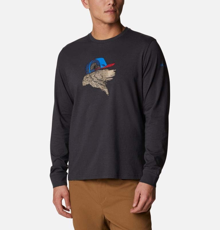 Men's Apres Lifestyle Long Sleeve Graphic T-Shirt, Color: Shark, Bearcap Graphic