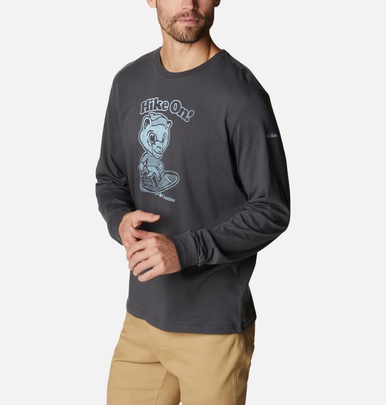 Thumbnail: Men's Apres Lifestyle Long Sleeve Graphic T-Shirt, Color: Shark, Hiking Grizzly, image 5