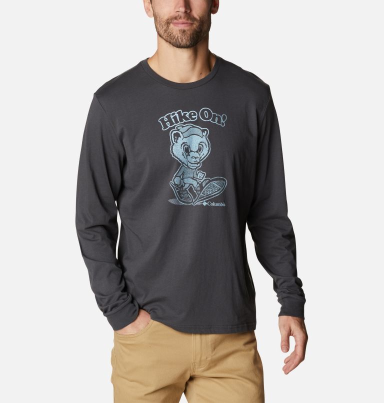 Thumbnail: Men's Apres Lifestyle Long Sleeve Graphic T-Shirt, Color: Shark, Hiking Grizzly, image 1