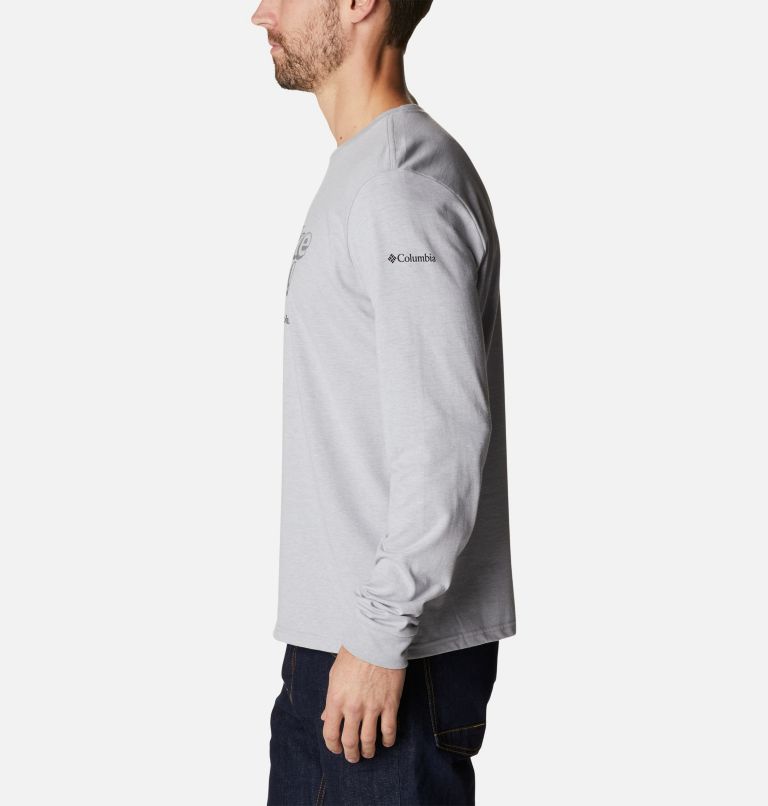 Men's Apres Lifestyle Long Sleeve Graphic T-Shirt, Color: Columbia Grey Heather, Hiking Moose, image 3