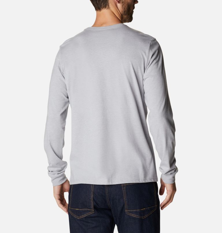 Men's Apres Lifestyle Long Sleeve Graphic T-Shirt, Color: Columbia Grey Heather, Hiking Moose, image 2