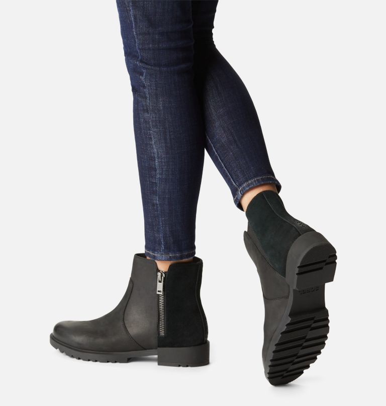 Women's Emelie II Zip Waterproof Ankle Boot, Color: Black, Sea Salt