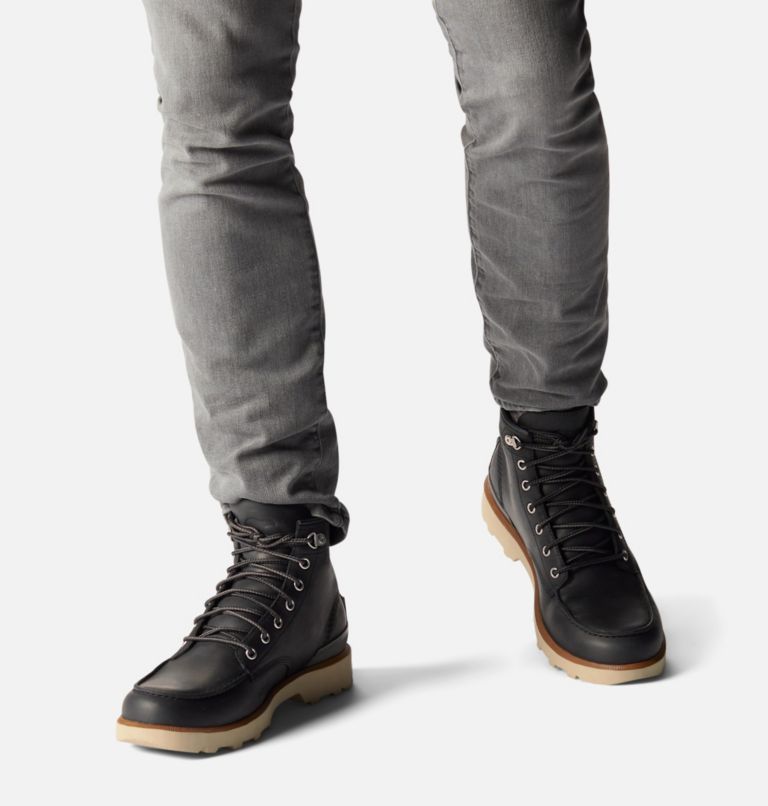 Men's Caribou Moc Boot, Color: Black, Oatmeal, image 7