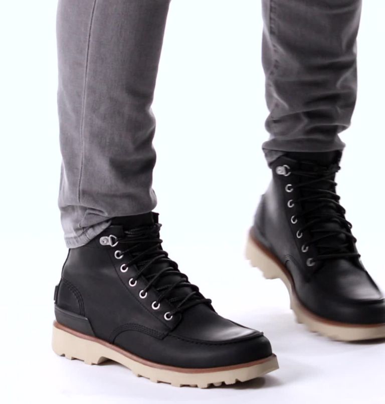 Thumbnail: Men's Caribou Moc Boot, Color: Black, Oatmeal, image 2