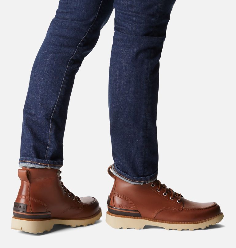 Men's Caribou Moc Boot, Color: Dark Caramel, Oatmeal, image 7