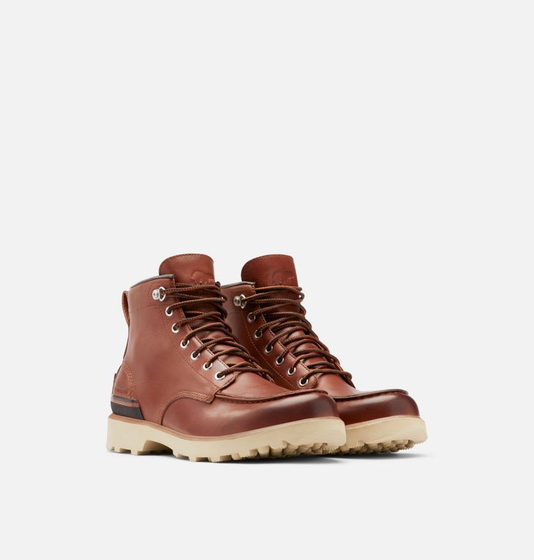 Men's Caribou Moc Boot, Color: Dark Caramel, Oatmeal, image 2