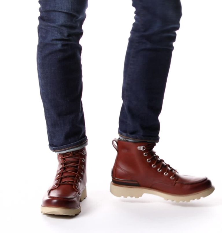 Men's Caribou Moc Boot, Color: Dark Caramel, Oatmeal
