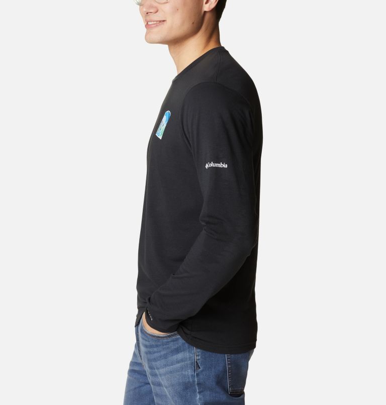 T-shirt imprimé à manches longues Sun Trek pour homme, Color: Black, Suntrek Hills Chest, image 3