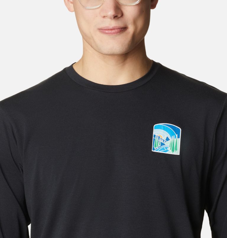 T-shirt imprimé à manches longues Sun Trek pour homme, Color: Black, Suntrek Hills Chest, image 4