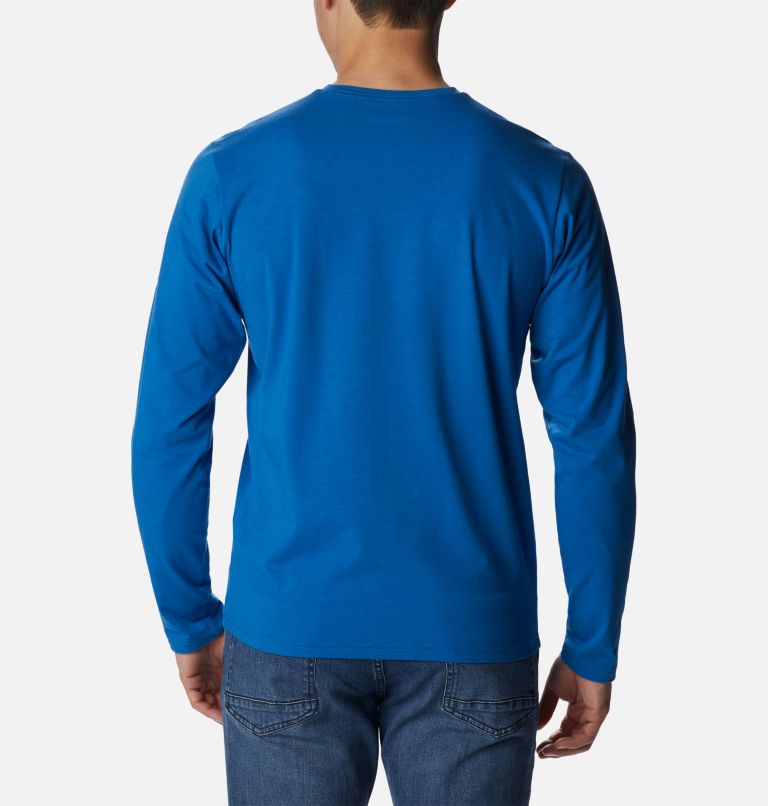 Men's Sun Trek Long Sleeve Graphic T-Shirt, Color: Bright Indigo, Suntrek Hills Chest, image 2