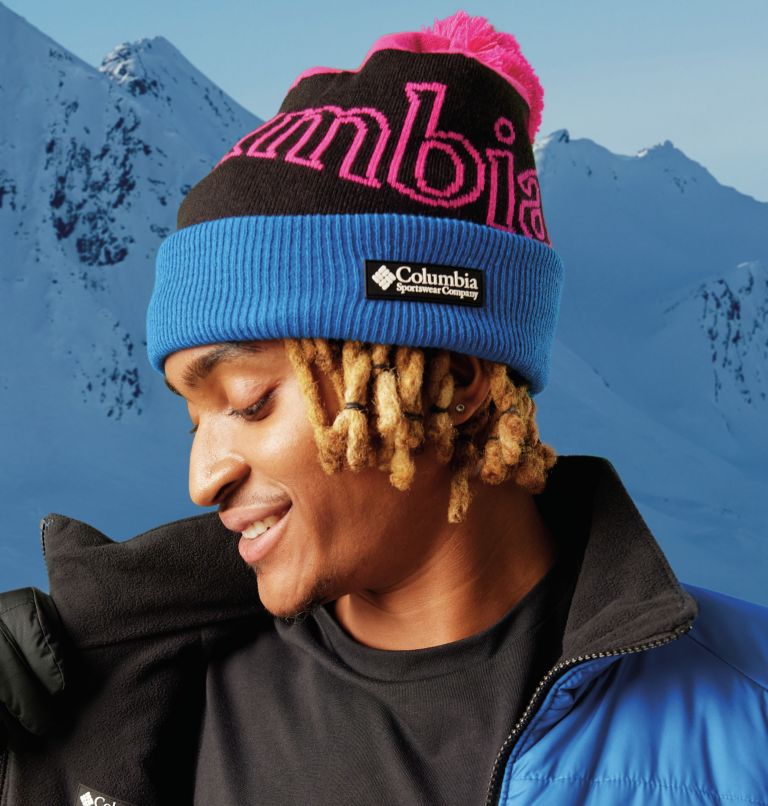 Polar Powder II Beanie | 650 | O/S, Color: Fuchsia Fizz, Black, Bright Indigo, image 4