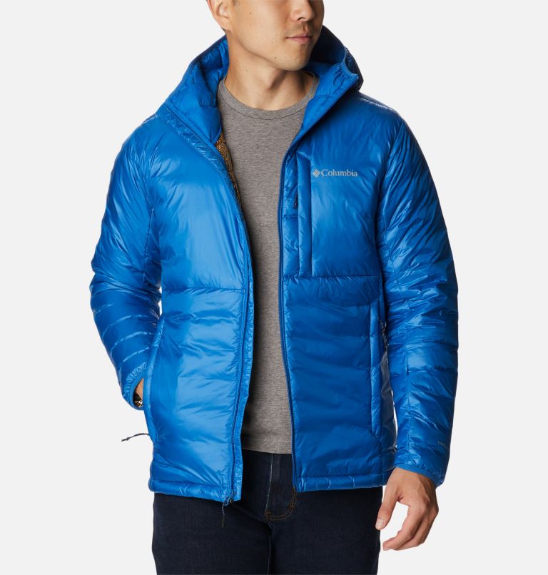 Men's Infinity Summit Double Wall Down Hooded Jacket, Color: Bright Indigo, image 9