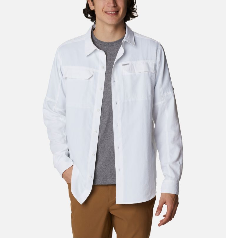COLUMBIA Sportswear Foderato CHECK BOTTONI Camicia manica lunga da uomo 2XL Bianco Grigio 