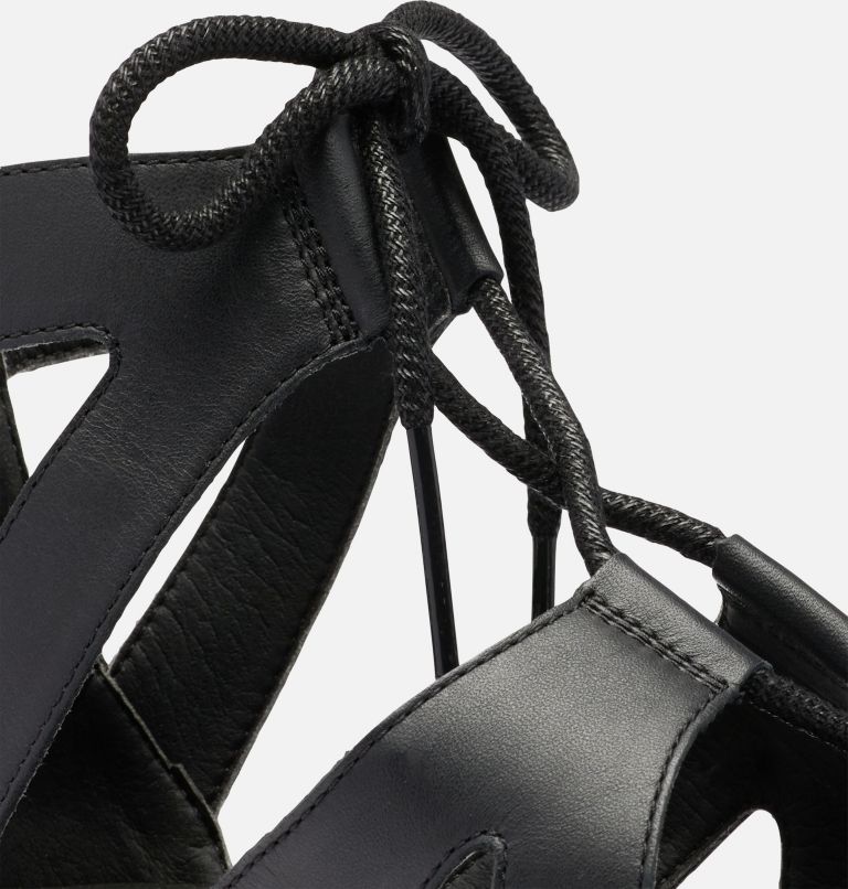 Camren Black Leather Lace-Up Thong Sandals