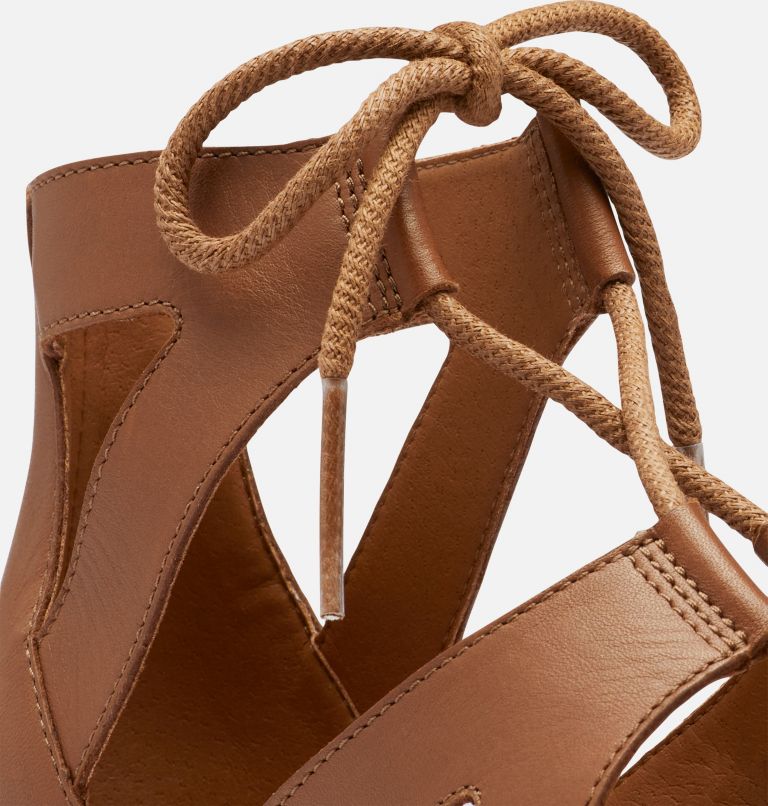 Sandale plate compensée à lacets Cameron pour les femmes, Color: Velvet Tan, Chalk