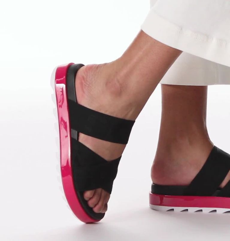 Women's Roaming Sport Slide Sandal, Color: Black, Punch Pink